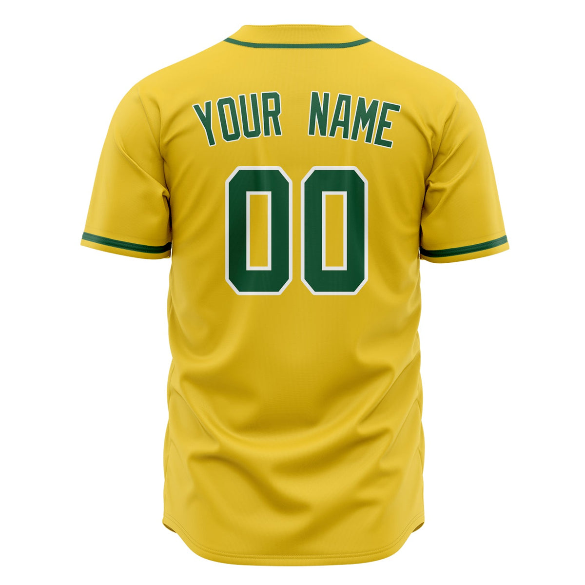 Custom Yellow Baseball Jersey (With Kelly Green Color)