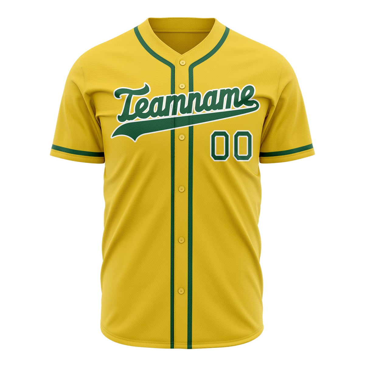 Custom Yellow Baseball Jersey (With Kelly Green Color)