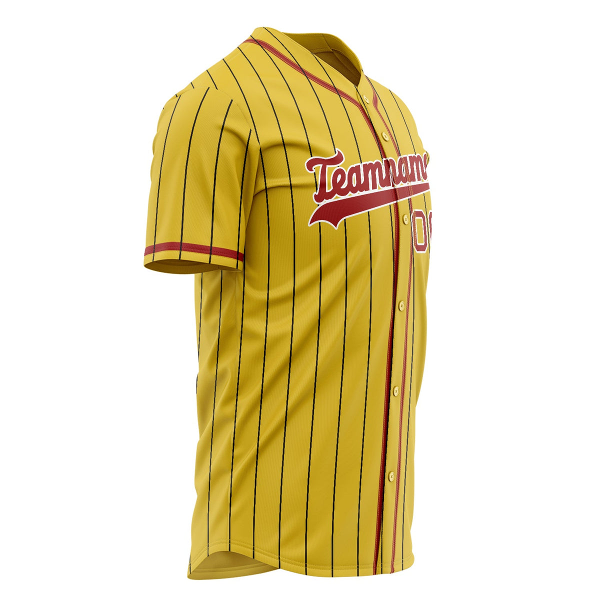 Custom Yellow Baseball Jersey (With Red Black Pinstripe)