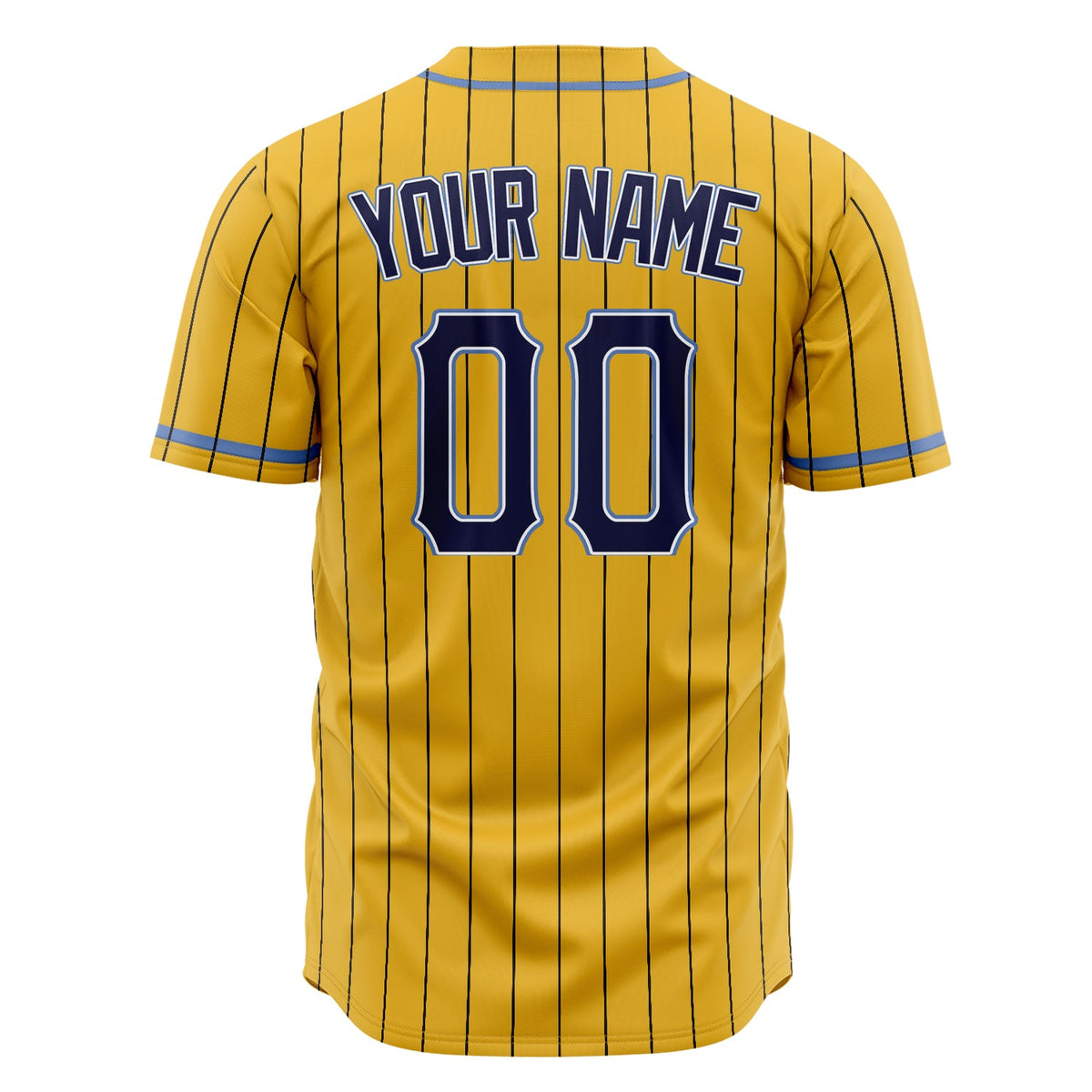 Custom Yellow Baseball Jersey (With Navy Black Pinstripe)