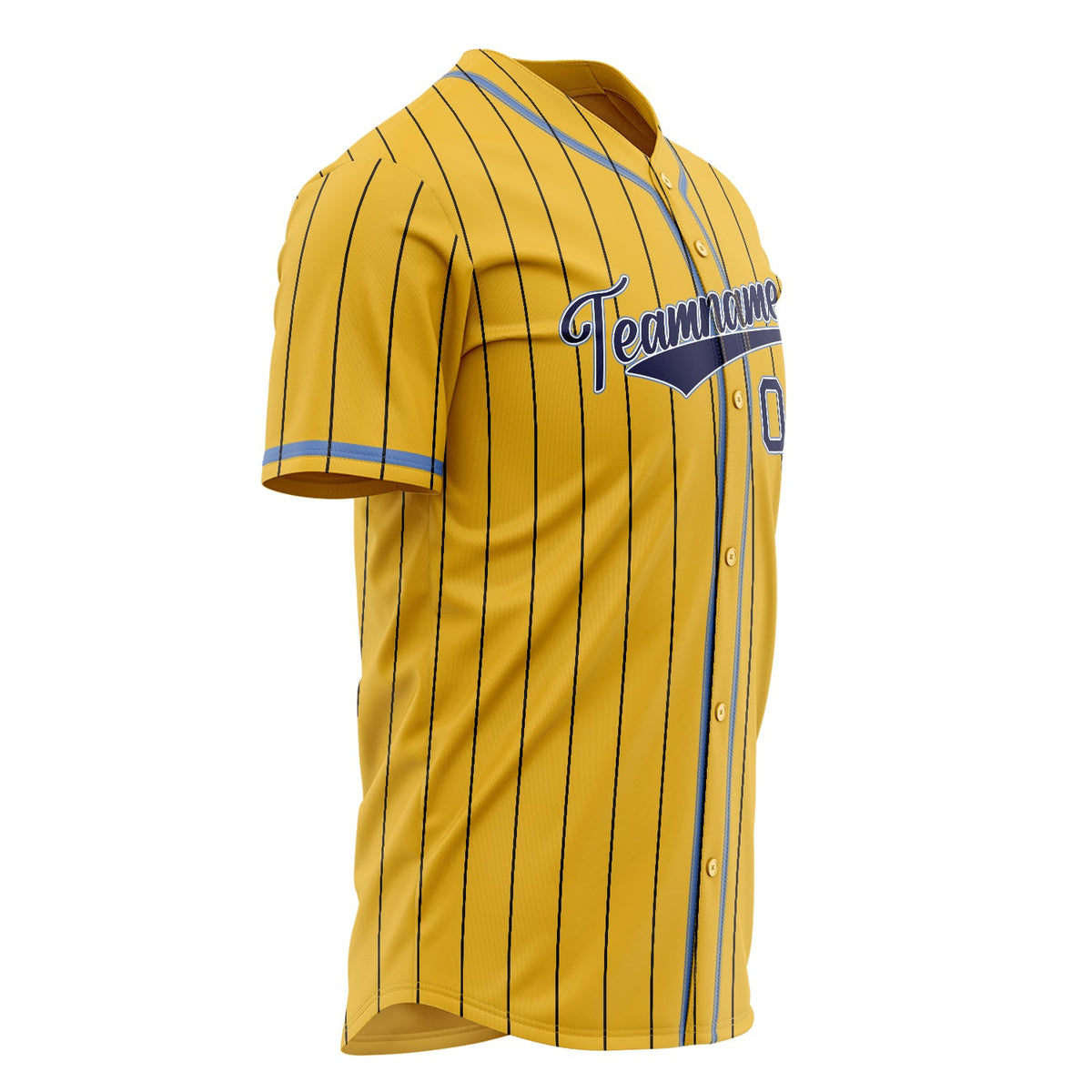 Custom Yellow Baseball Jersey (With Navy Black Pinstripe)