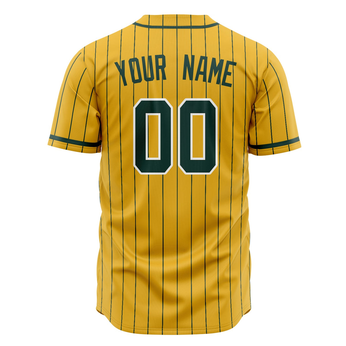 Custom Yellow Baseball Jersey (With Green Green Pinstripe)