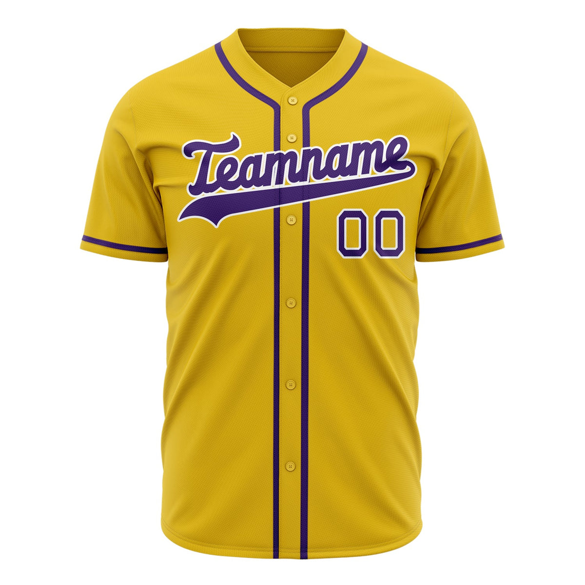 Custom Yellow Baseball Jersey (With Purple Color)