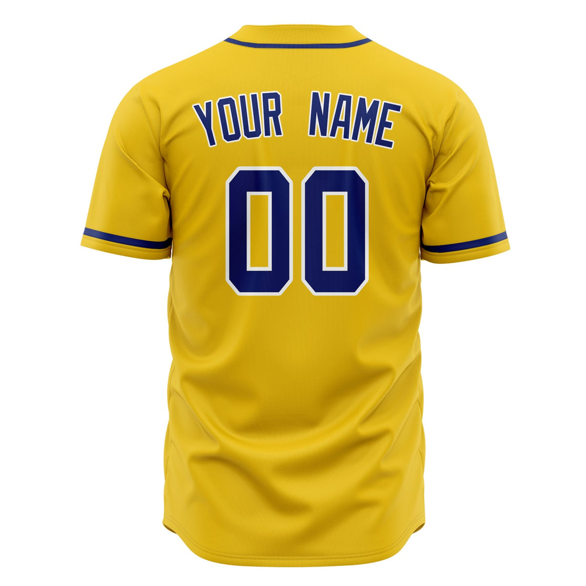 Custom Yellow Baseball Jersey (With Navy Color)