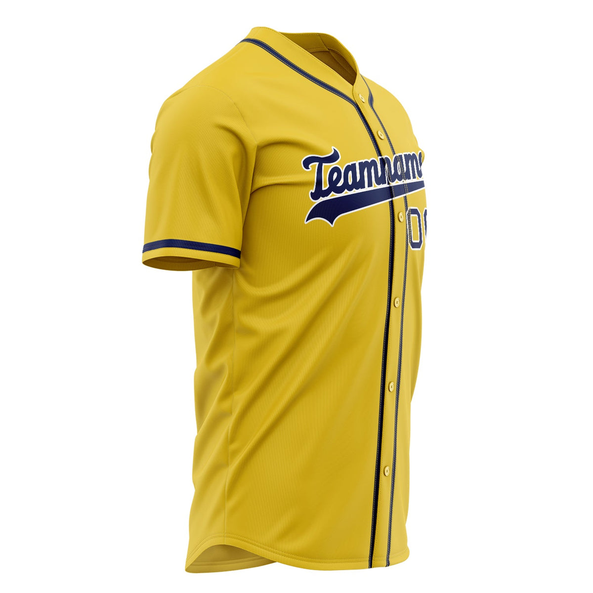 Custom Yellow Baseball Jersey (With Navy Color)