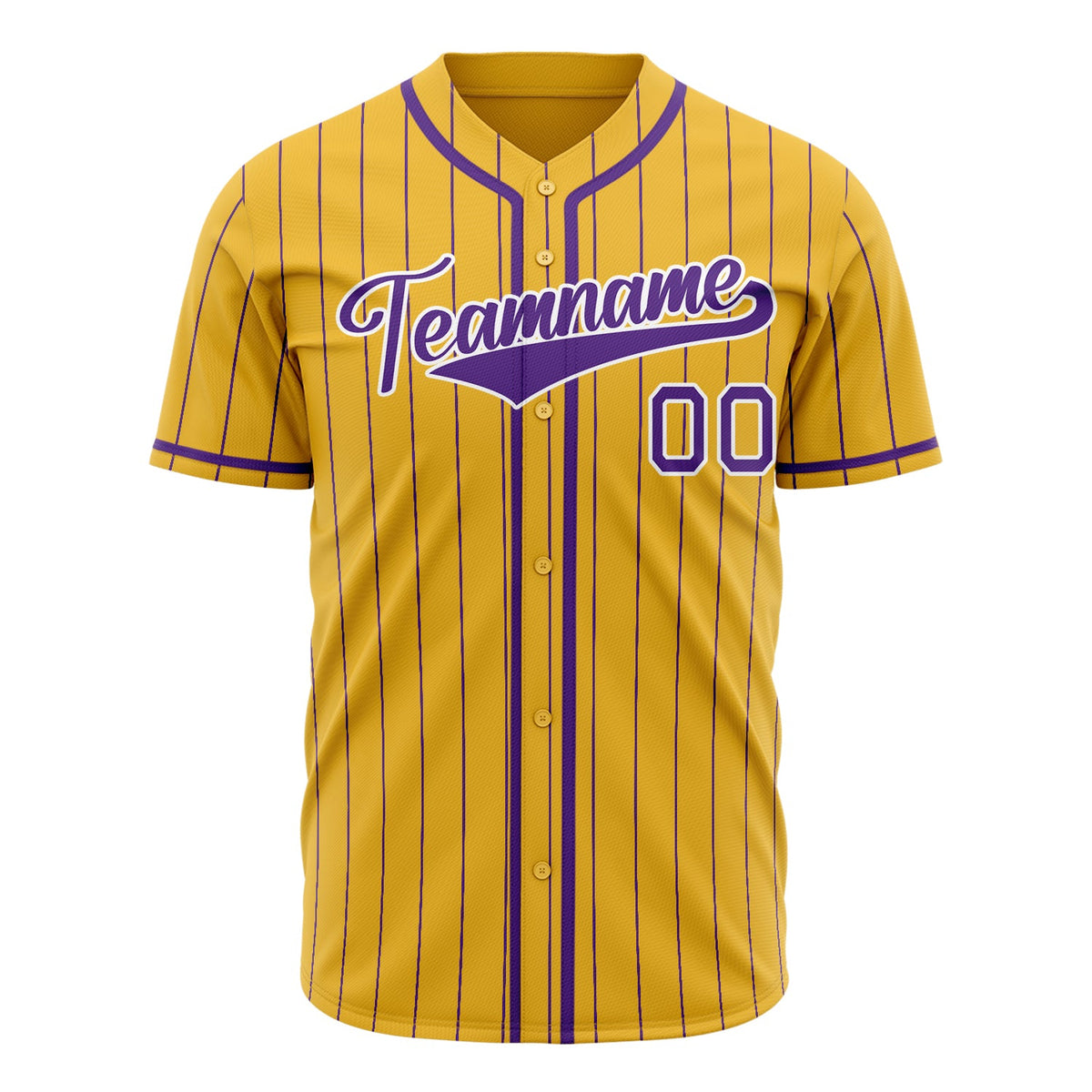 Custom Yellow Baseball Jersey (With Purple Purple Pinstripe)