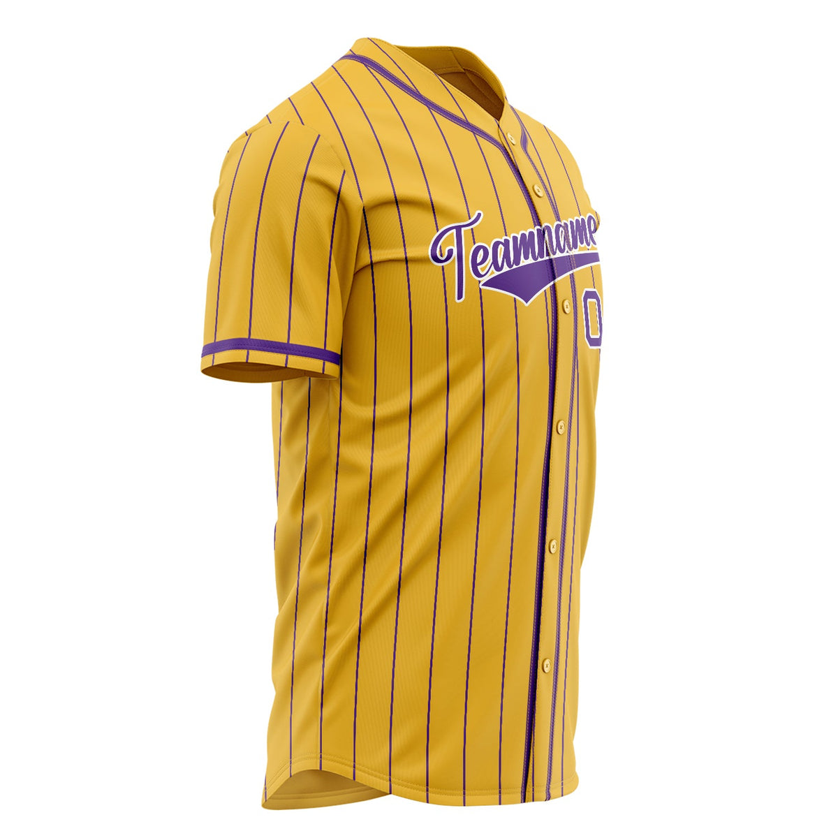 Custom Yellow Baseball Jersey (With Purple Purple Pinstripe)