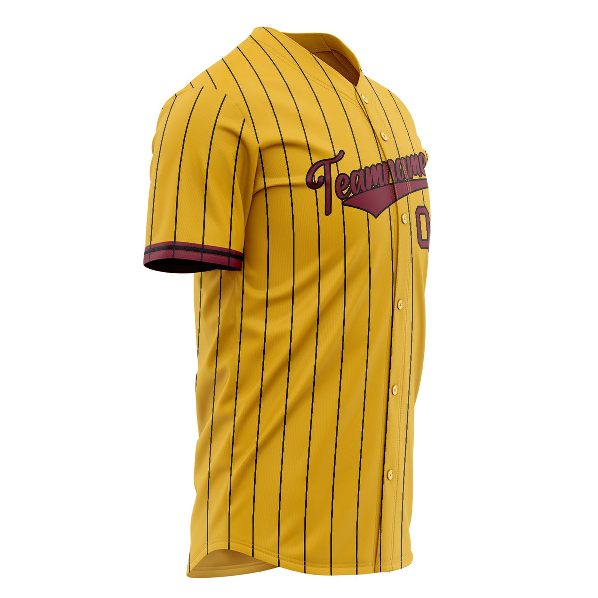 Custom Yellow Baseball Jersey (With Crimson Black Pinstripe)