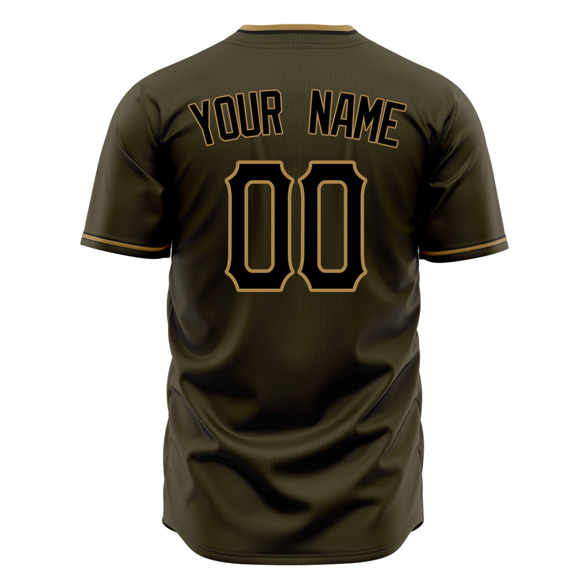 Custom Olive Baseball Jersey (With Old Gold Color)