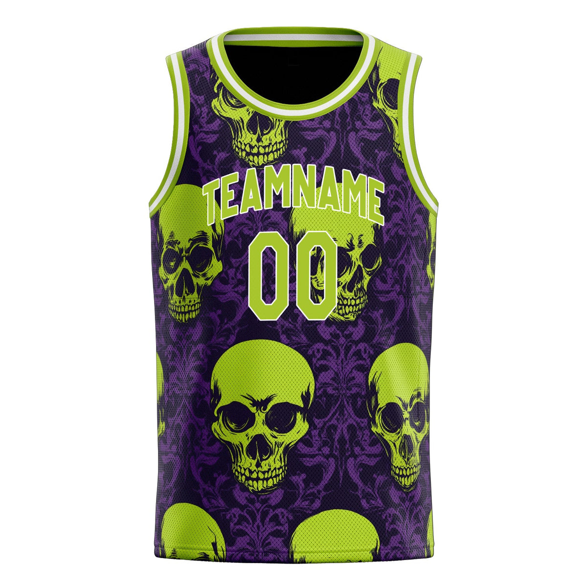 Custom Green Skull Basketball Jersey