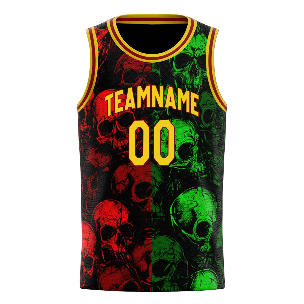 Custom Green Skull Basketball Jersey