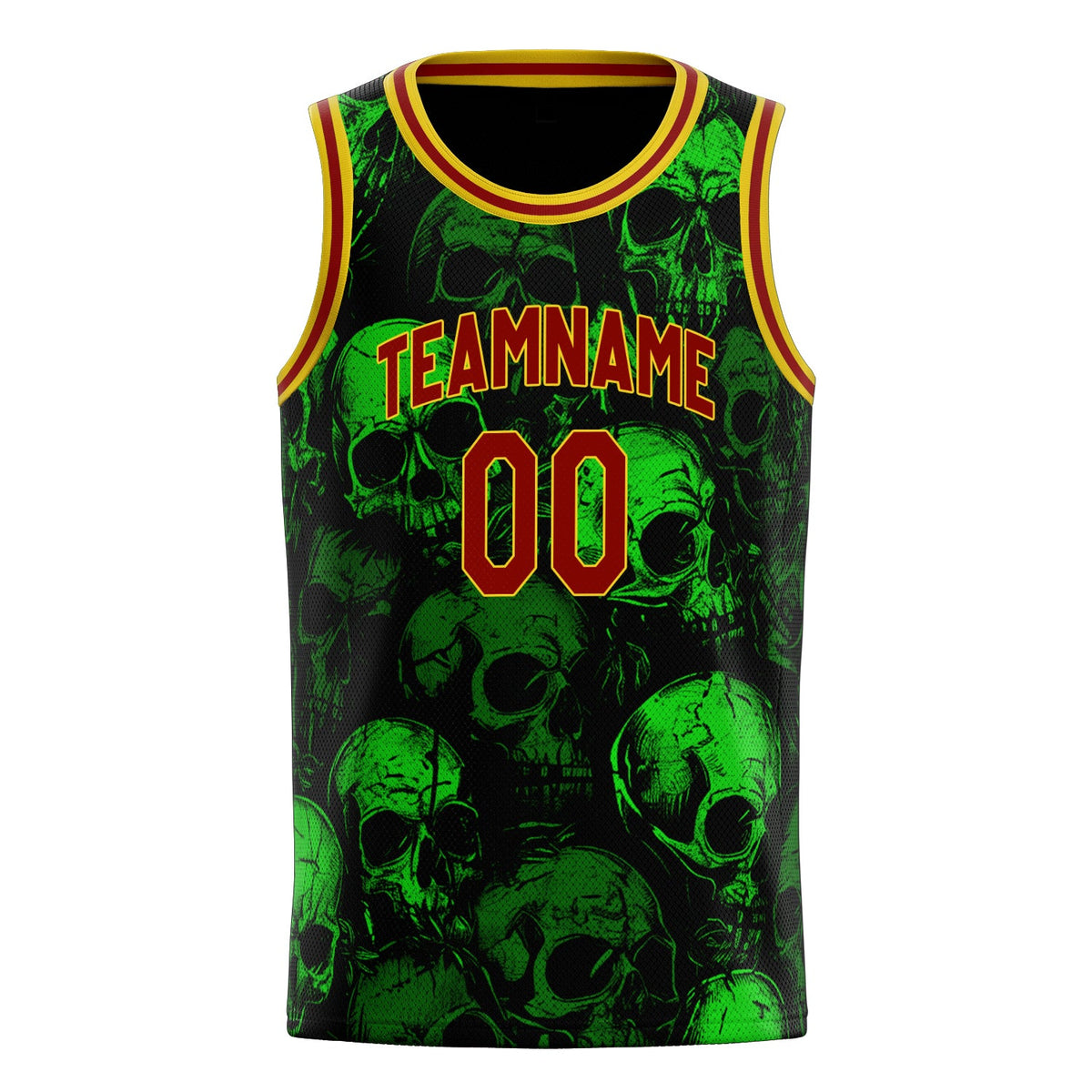 Custom Green Skull Basketball Jersey