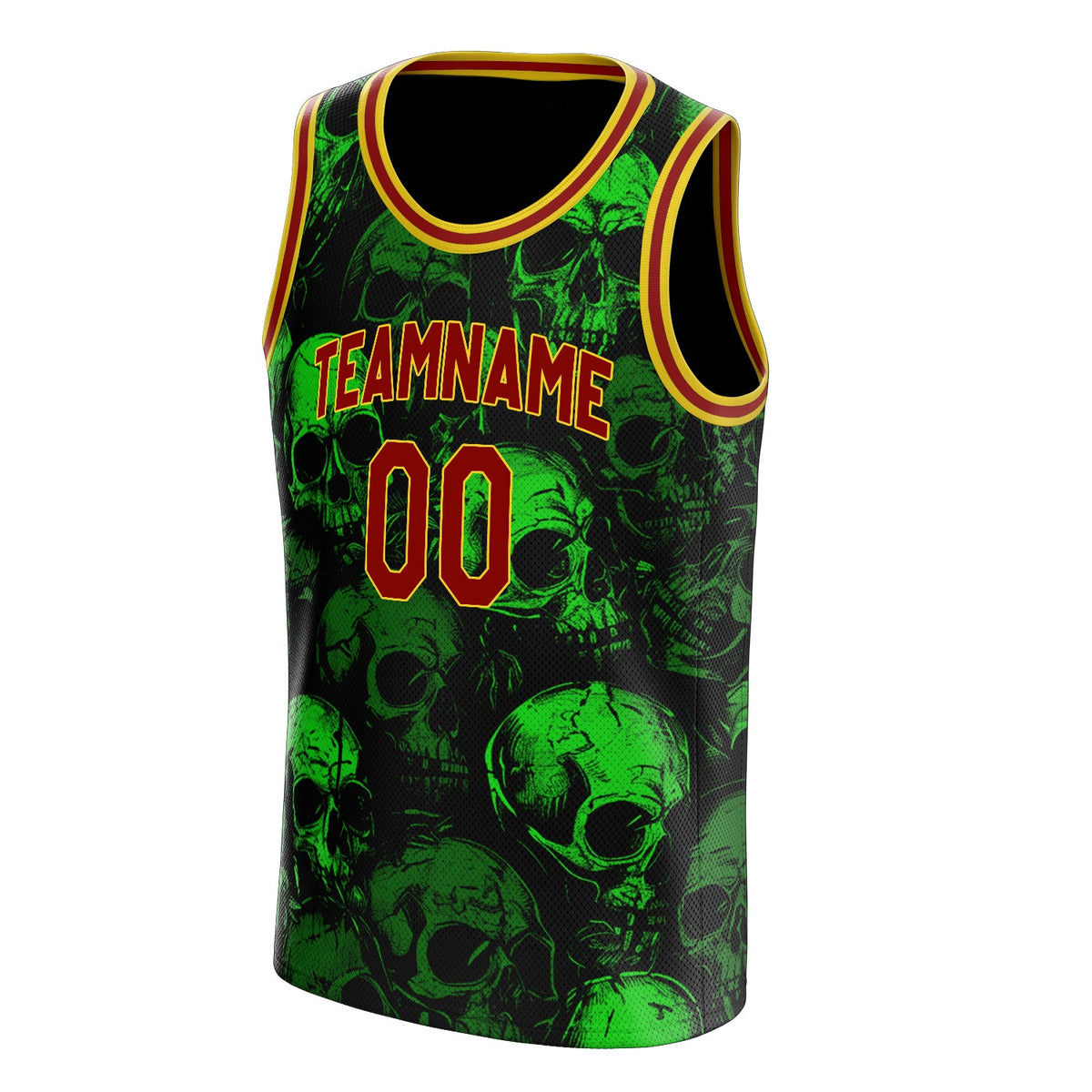 Custom Green Skull Basketball Jersey