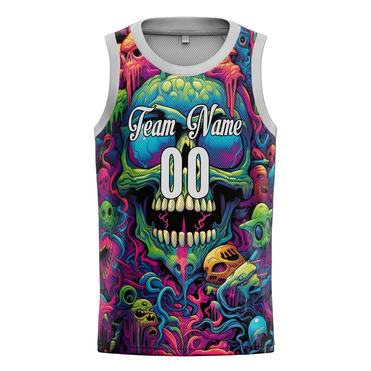 Custom Green Skull Basketball Jersey