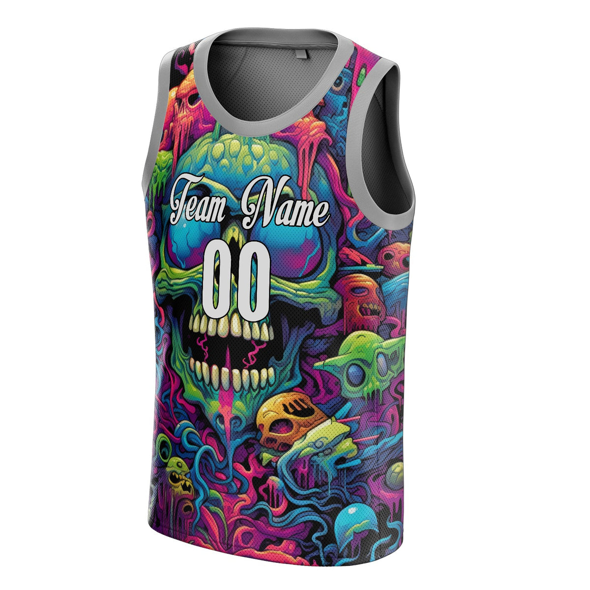 Custom Green Skull Basketball Jersey