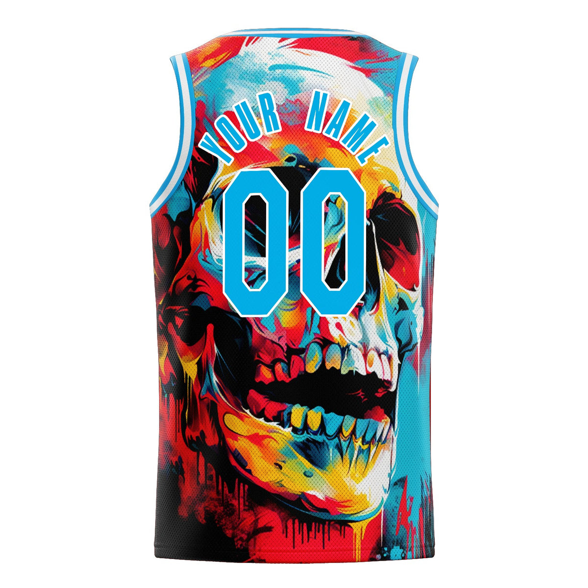 Custom Blue Skull Basketball Jersey