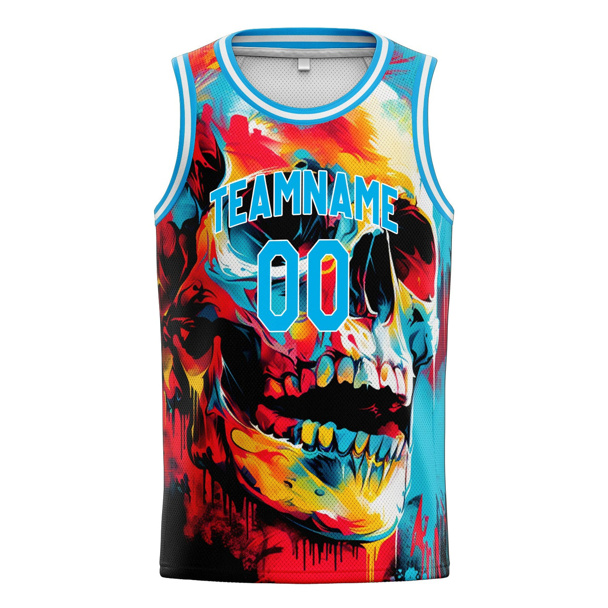 Custom Blue Skull Basketball Jersey