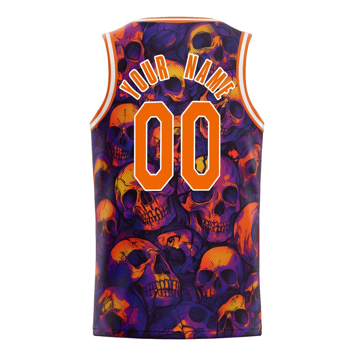 Custom Orange Skull Basketball Jersey