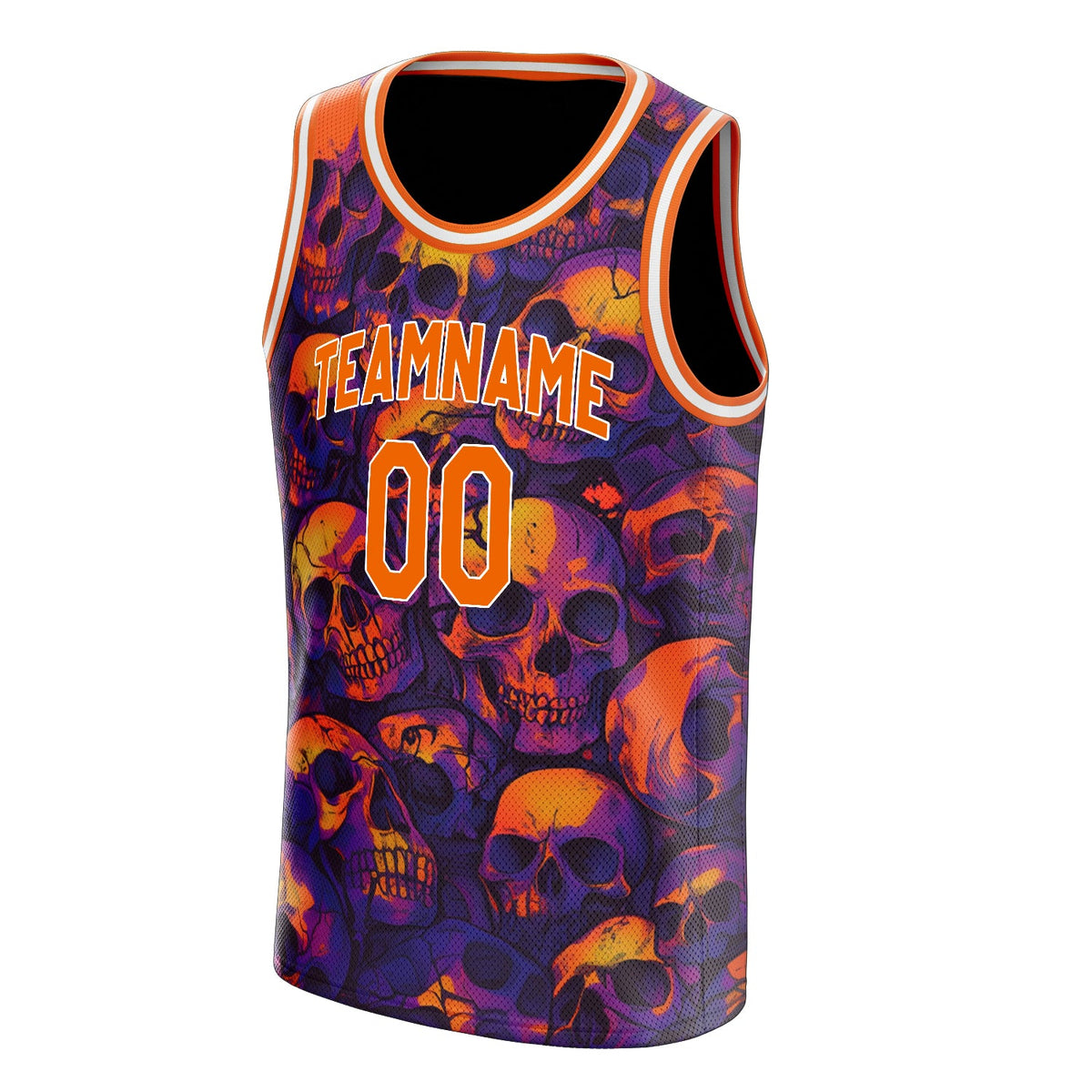 Custom Orange Skull Basketball Jersey