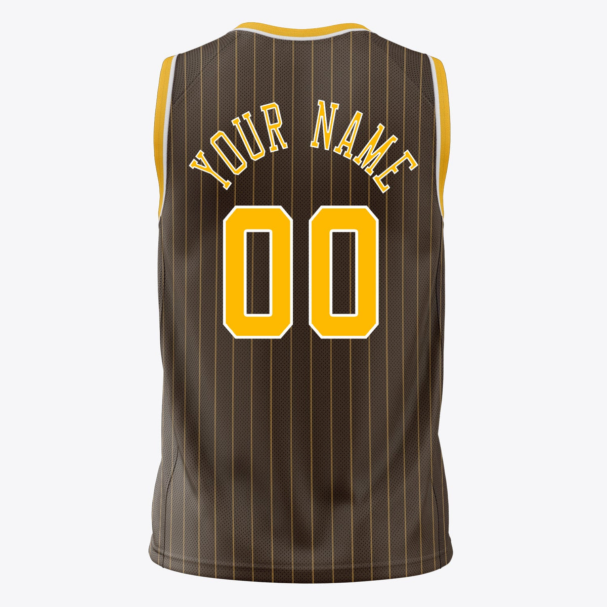 Custom Brown Gold Pinstripe Basketball Jersey