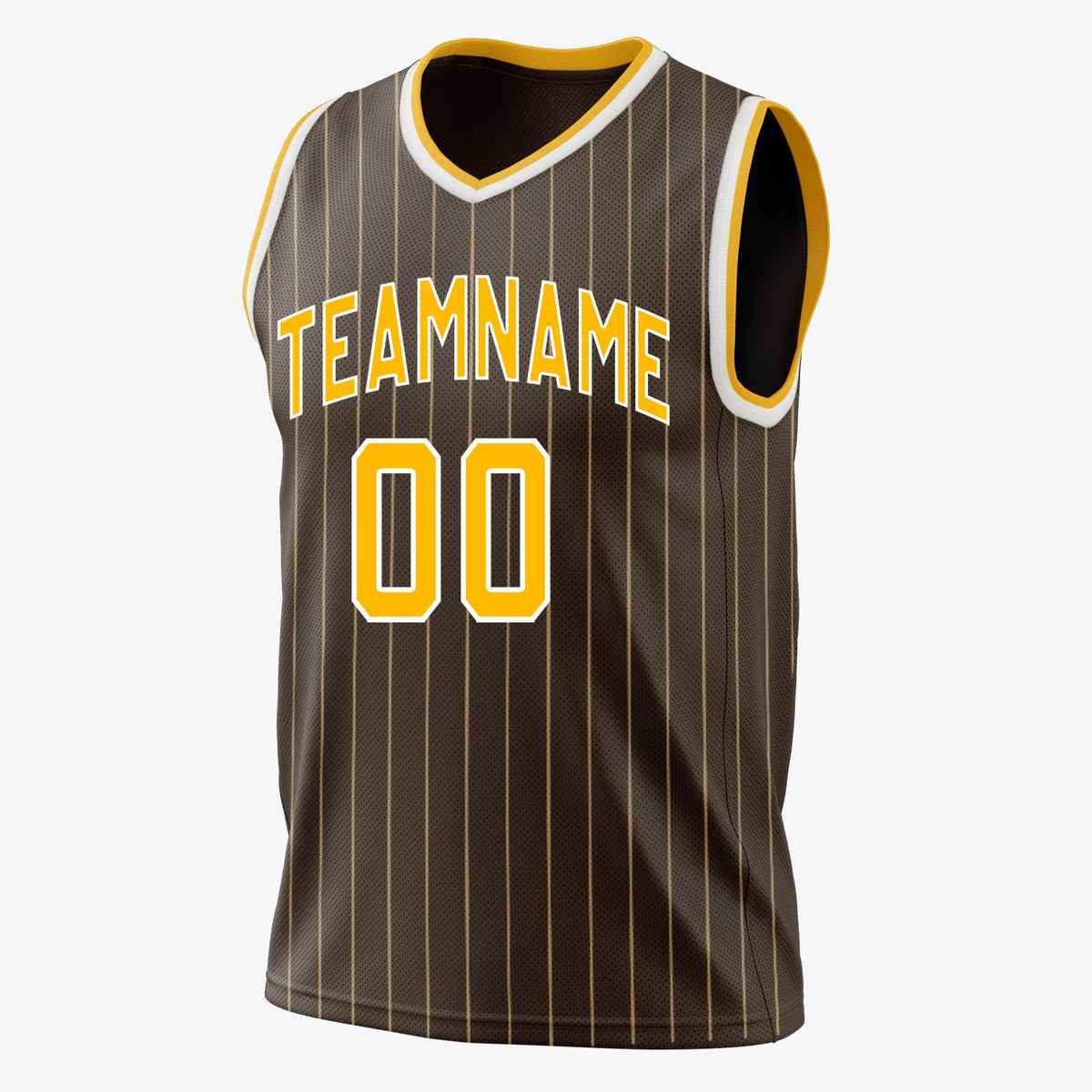 Custom Brown Gold Pinstripe Basketball Jersey