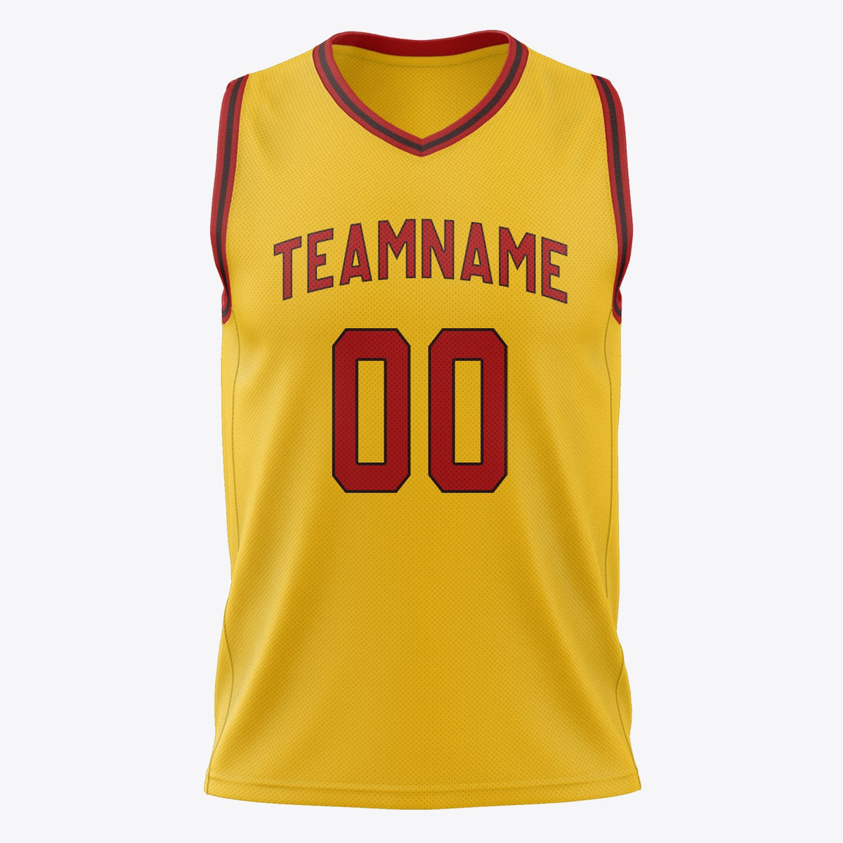 Custom Gold Red Solid Color Basketball Jersey