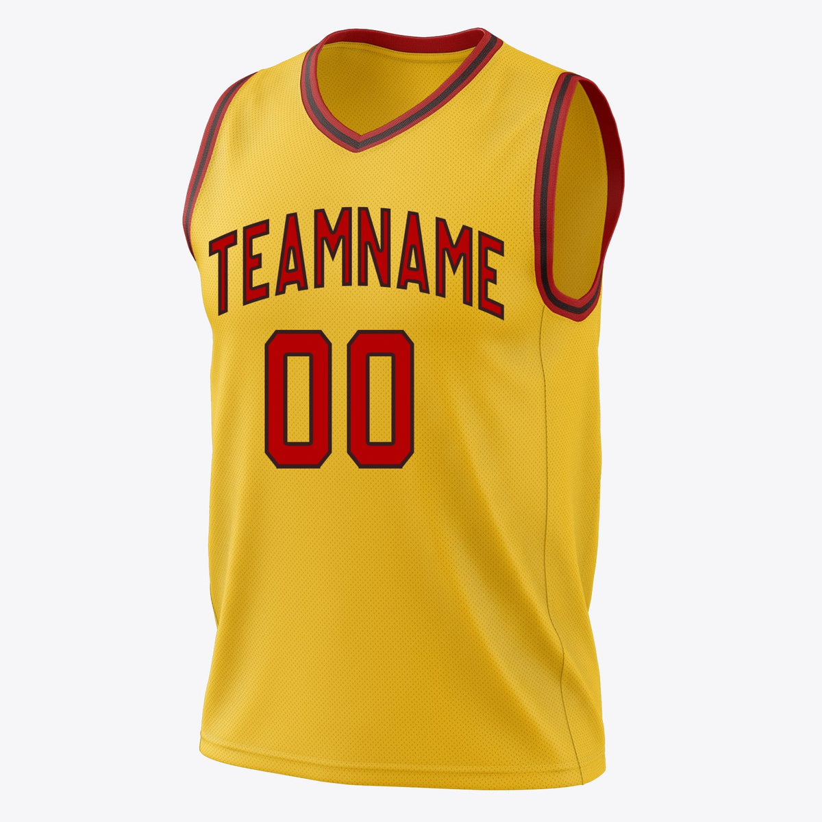 Custom Gold Red Solid Color Basketball Jersey