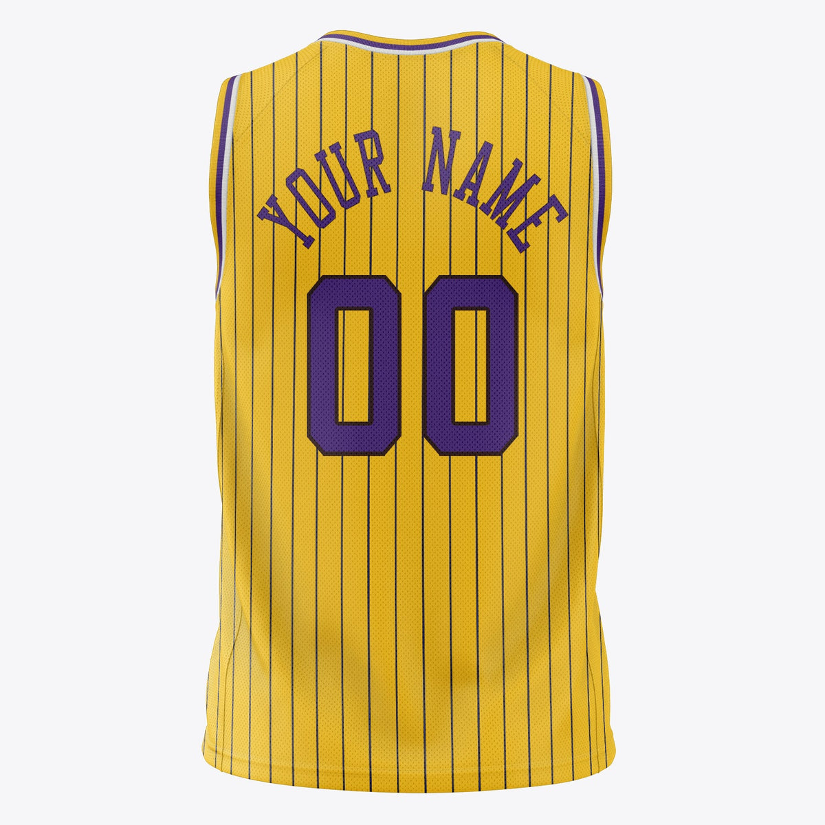 Custom Gold Purple Pinstripe Basketball Jersey