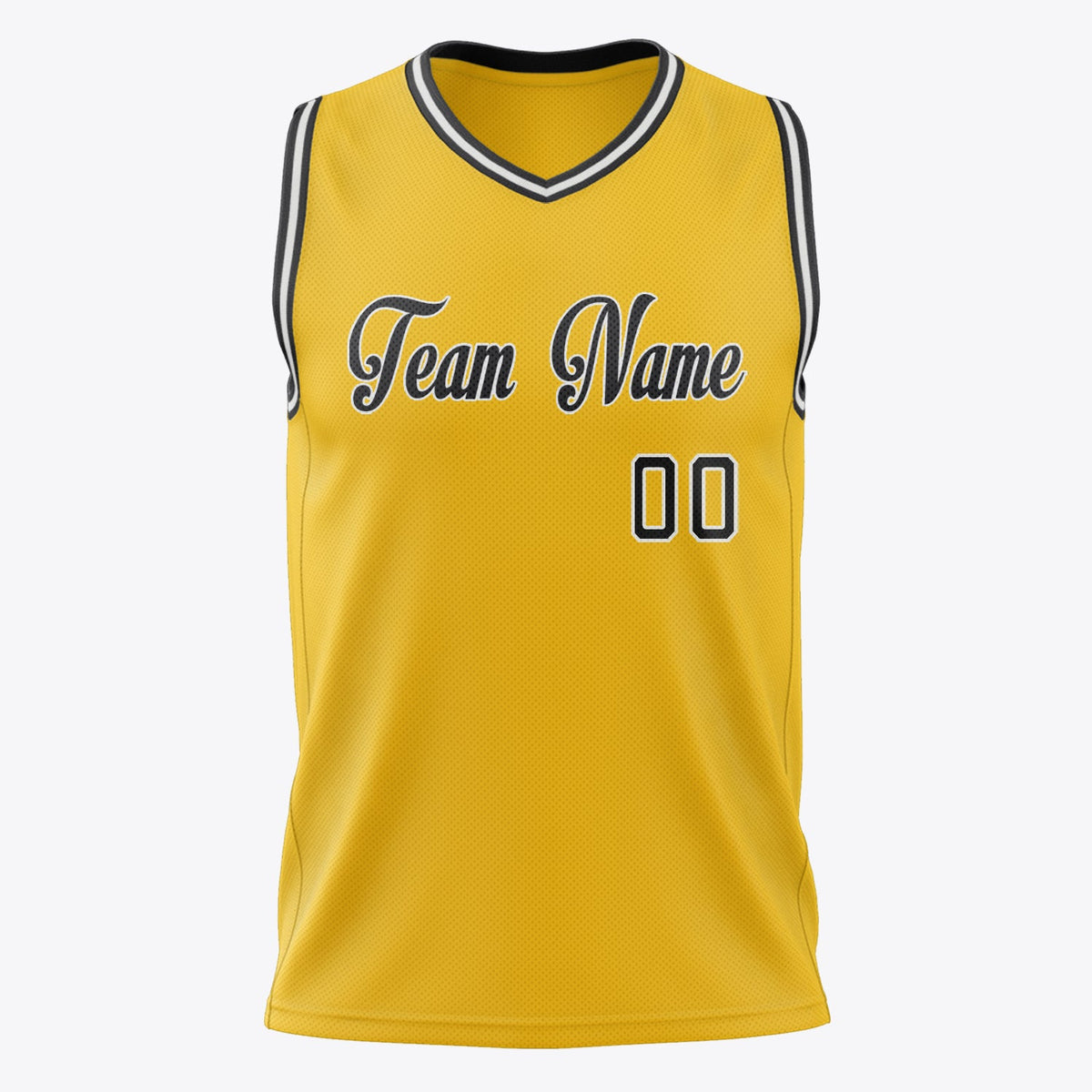 Custom Gold Black Solid Color Basketball Jersey