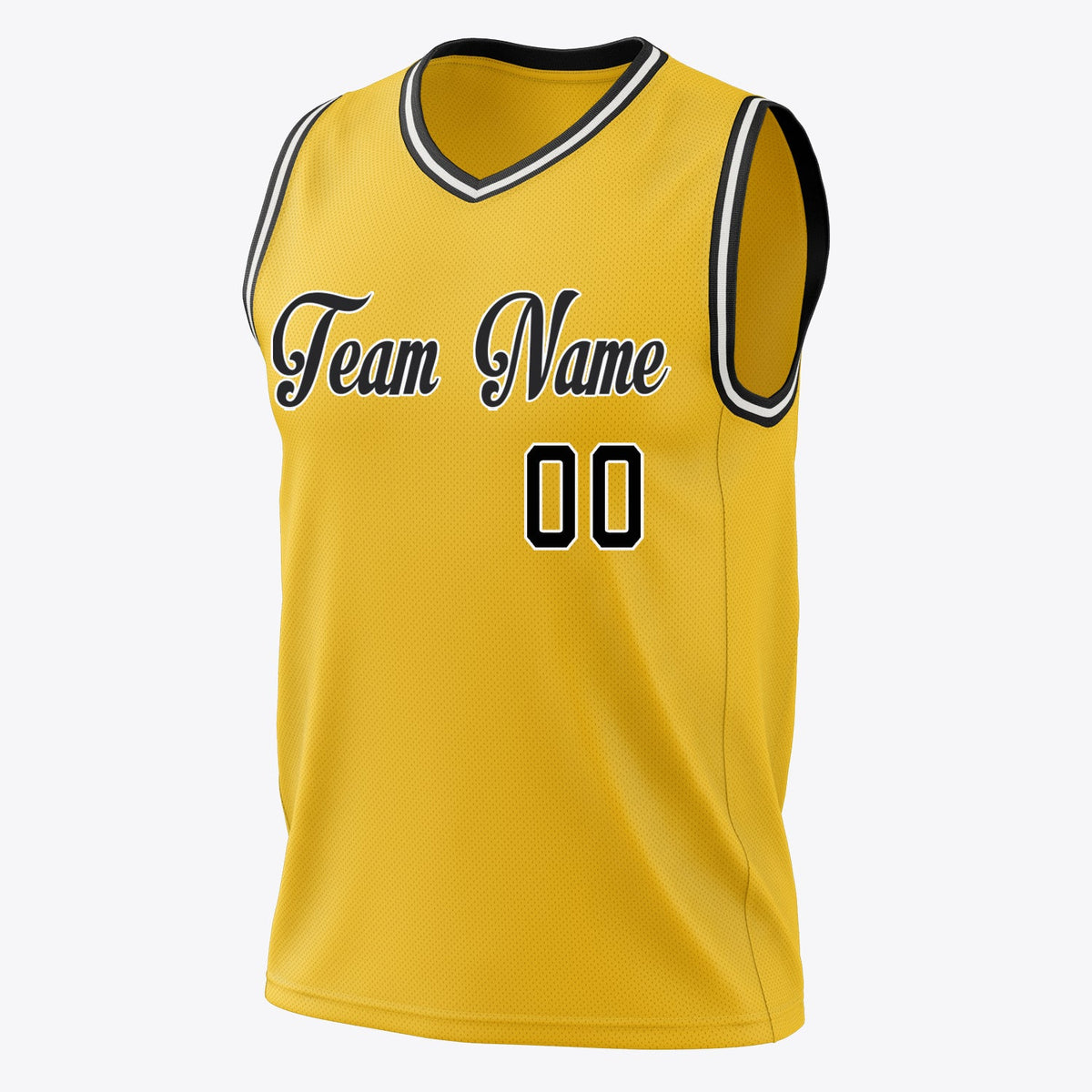 Custom Gold Black Solid Color Basketball Jersey