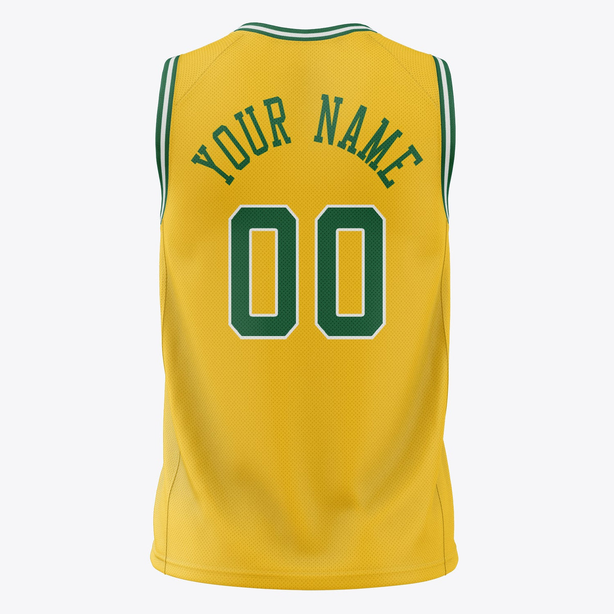 Custom Gold Kelly Green Solid Color Basketball Jersey