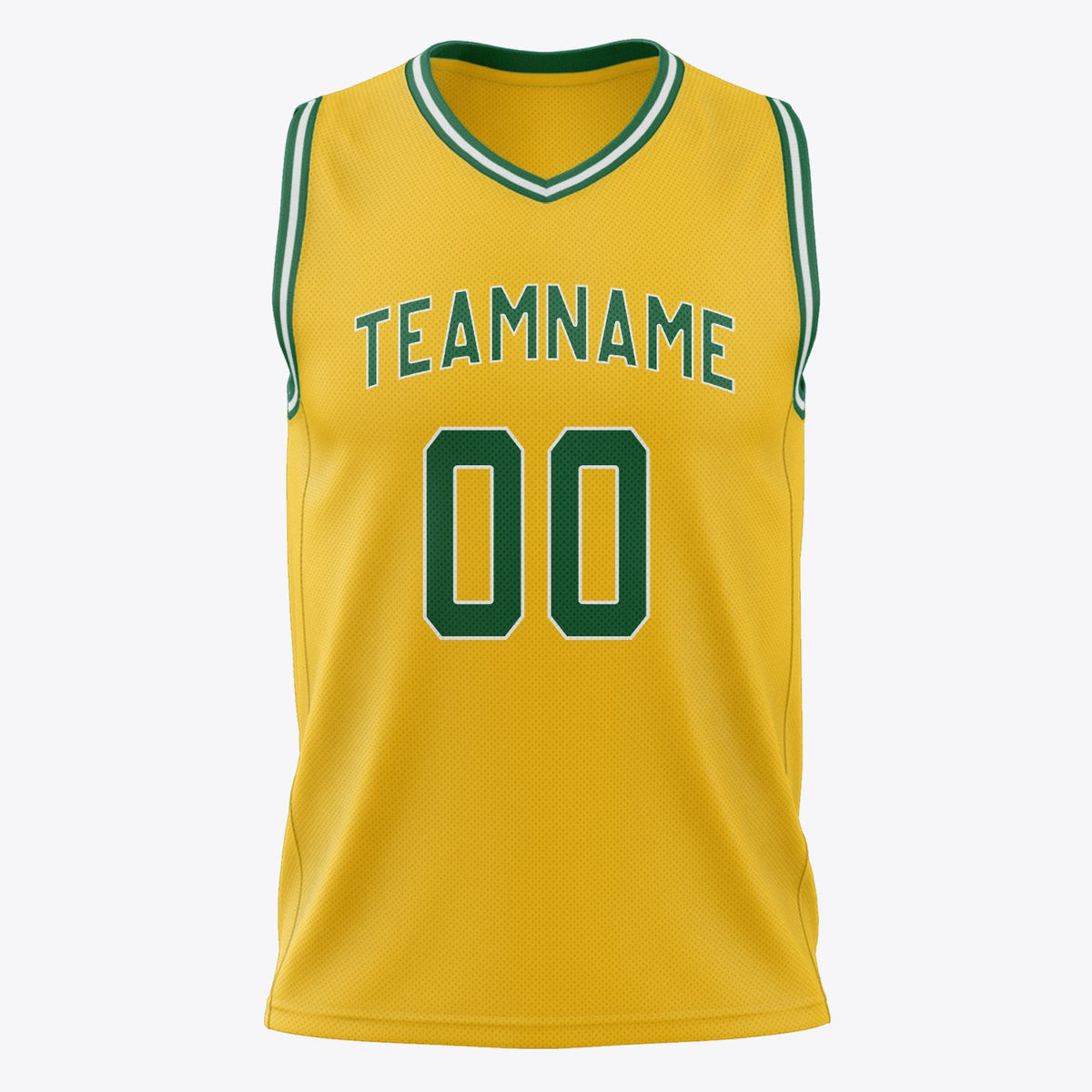 Custom Gold Kelly Green Solid Color Basketball Jersey