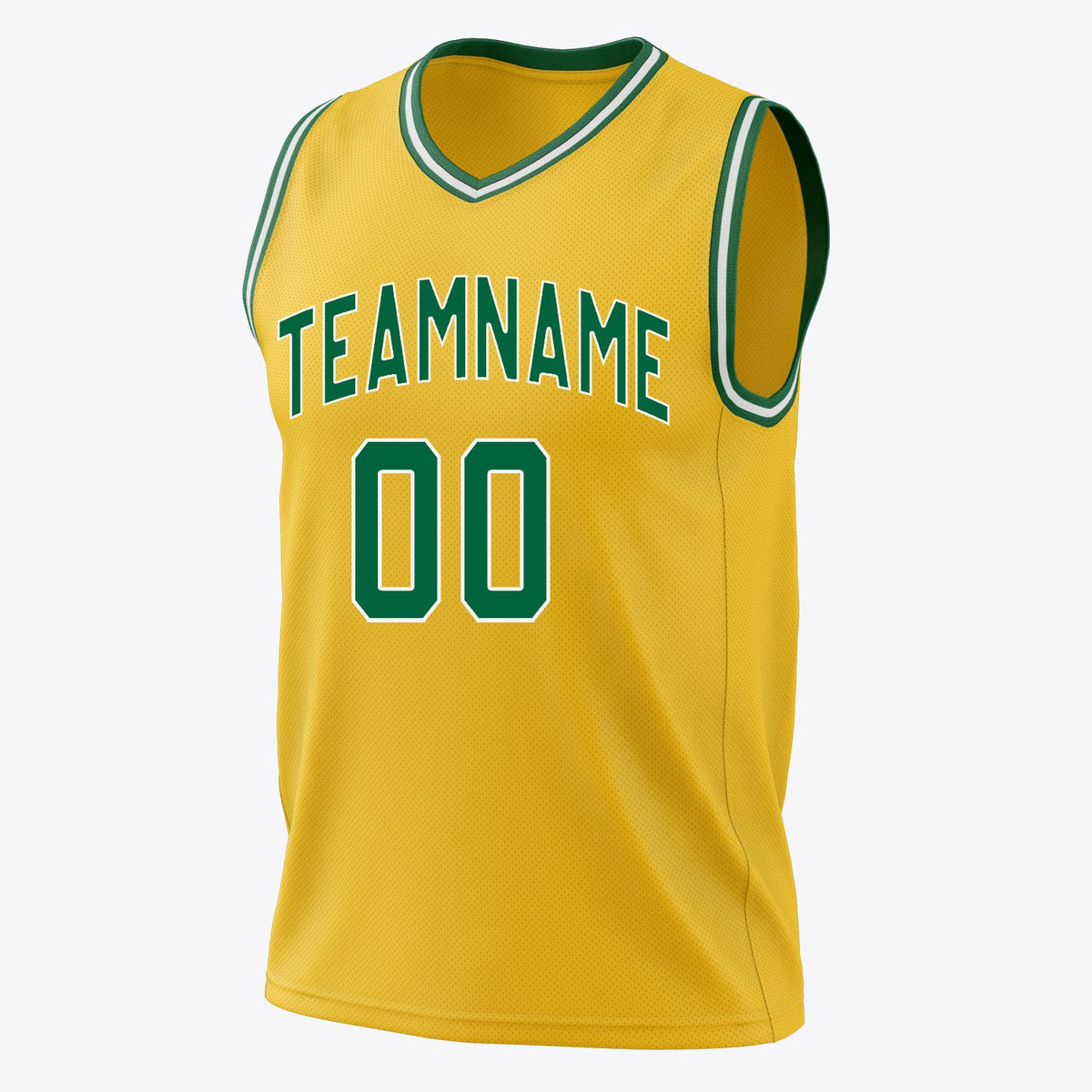 Custom Gold Kelly Green Solid Color Basketball Jersey