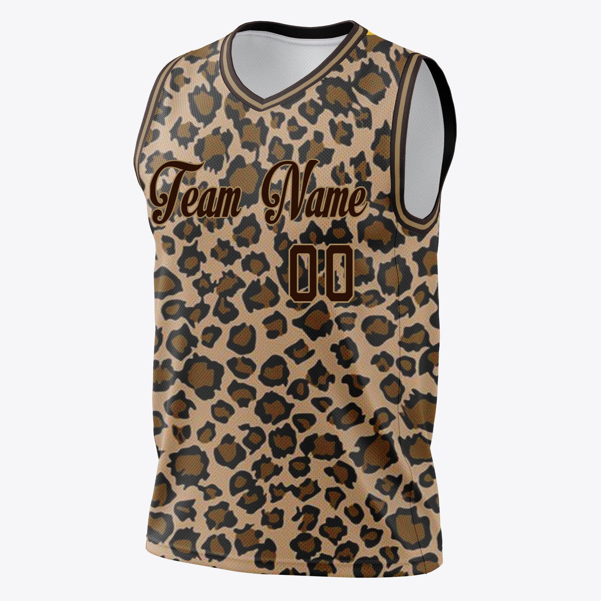 Custom Brown Black Leopard Print Basketball Jersey