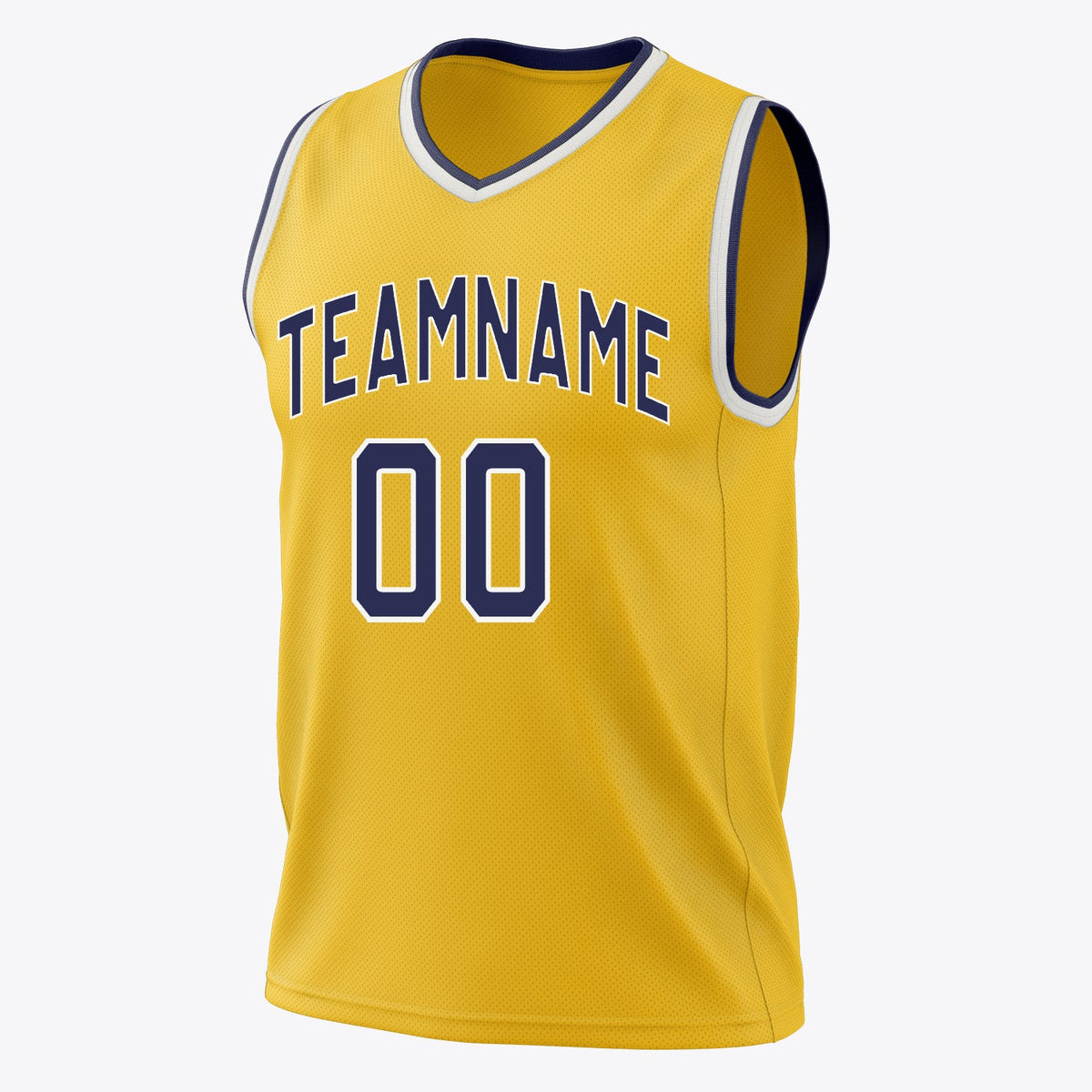 Custom Gold Navy Solid Color Basketball Jersey