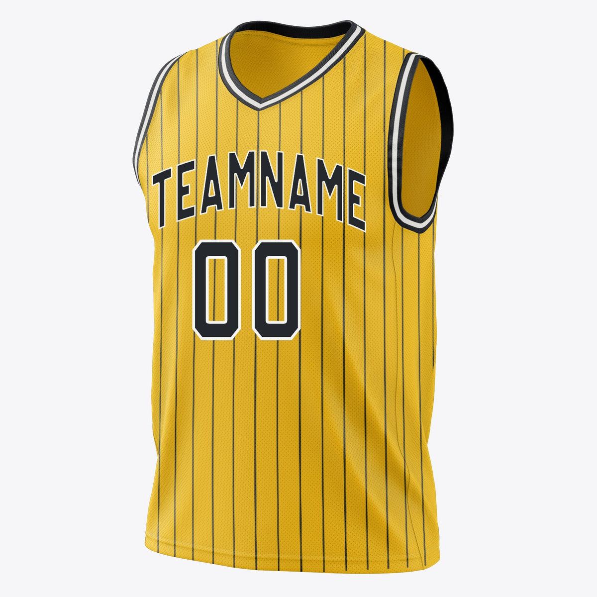 Custom Gold Black Pinstripe Basketball Jersey