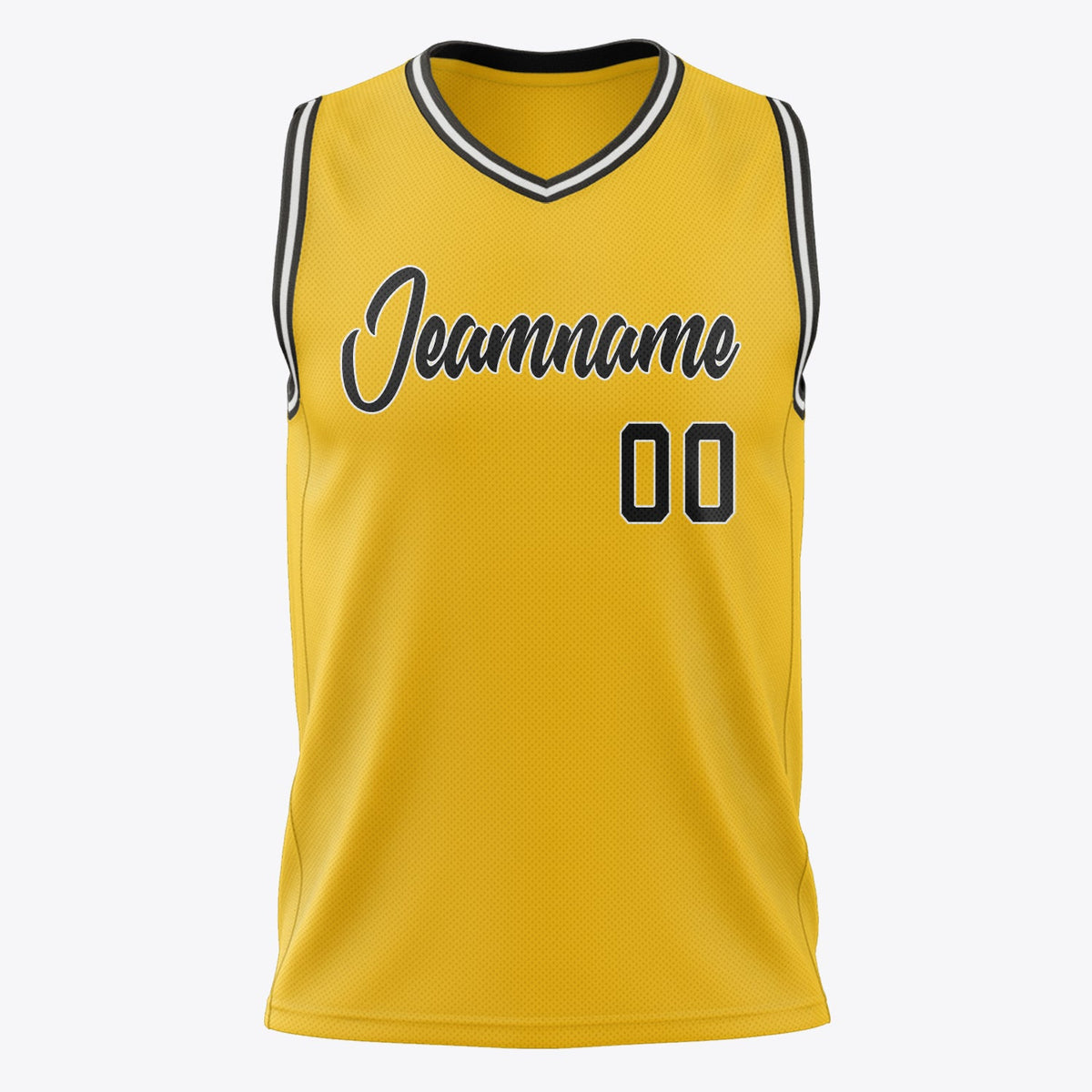 Custom Gold Black Solid Color Basketball Jersey