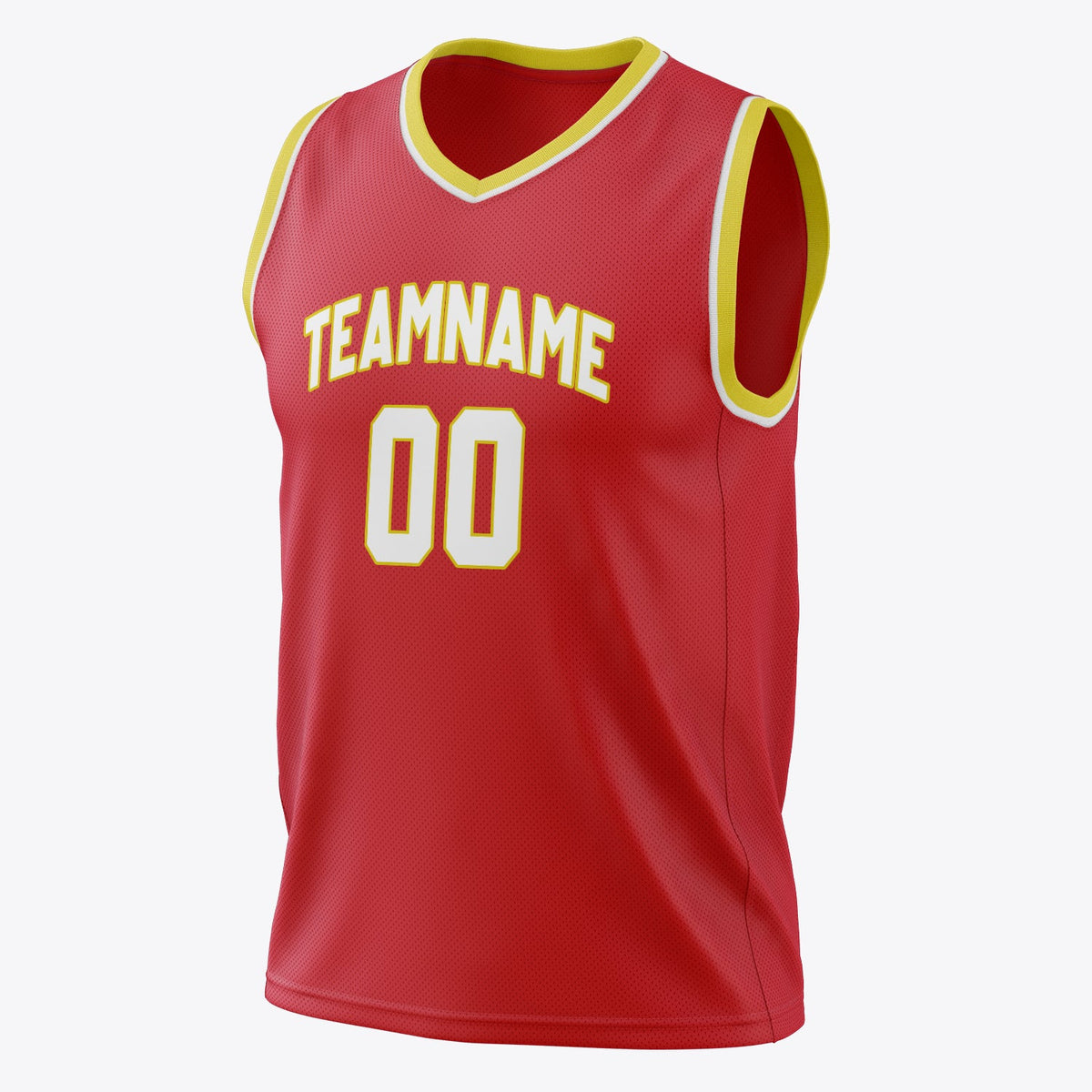 Custom Red White Solid Color Basketball Jersey