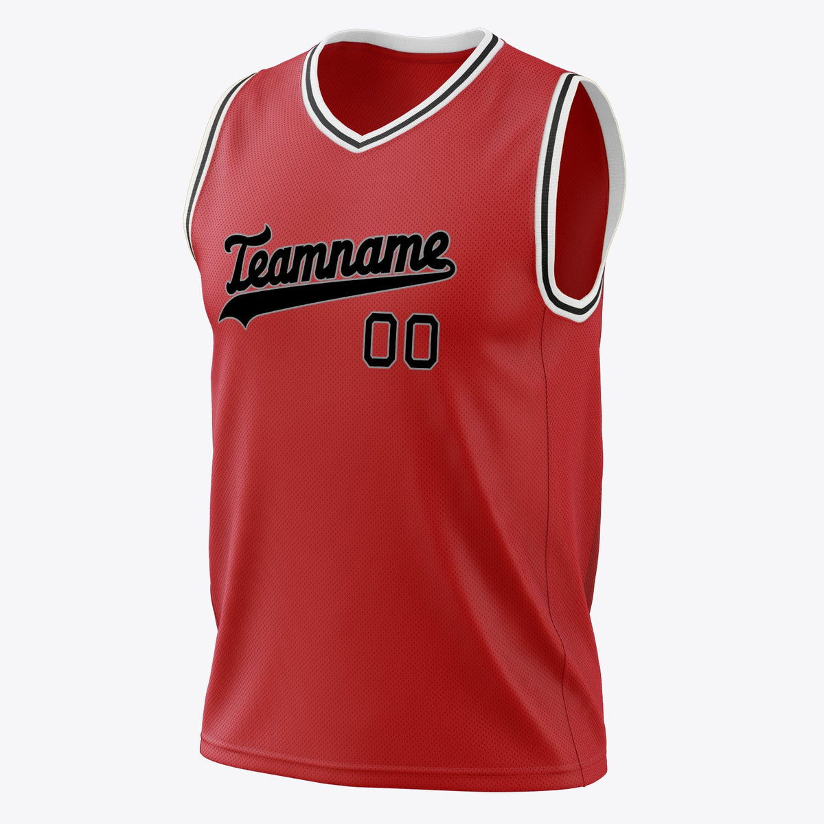 Custom Red Black Solid Color Basketball Jersey