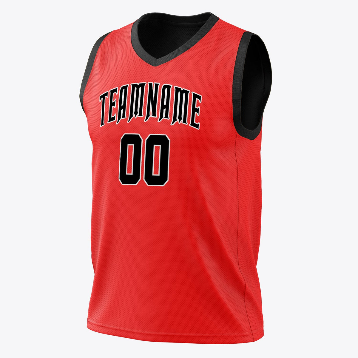 Custom Red Black Solid Color Basketball Jersey