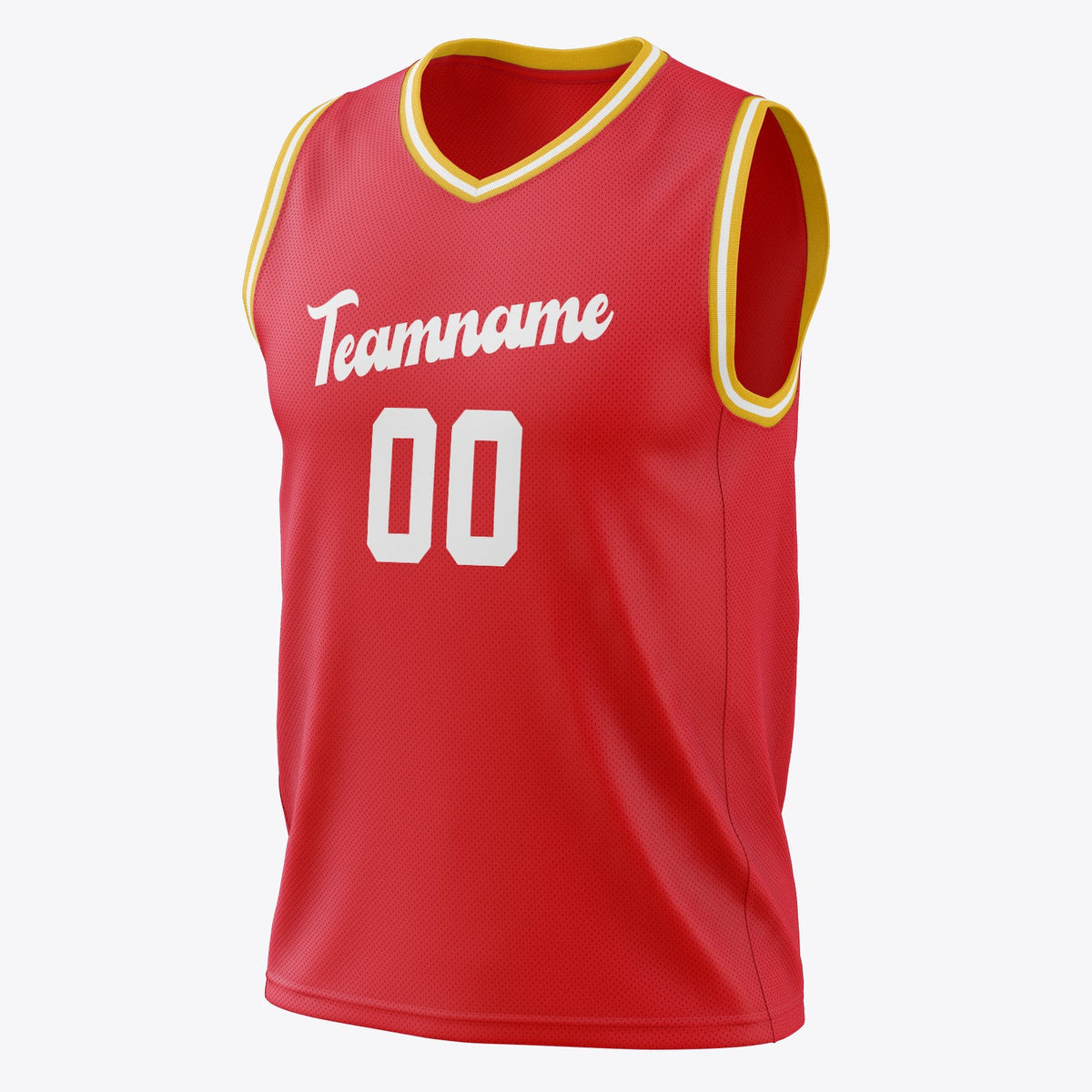 Custom Red White Solid Color Basketball Jersey