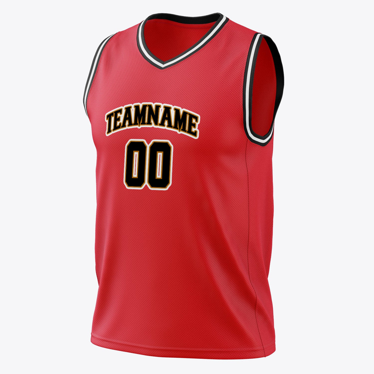 Custom Red Black Solid Color Basketball Jersey