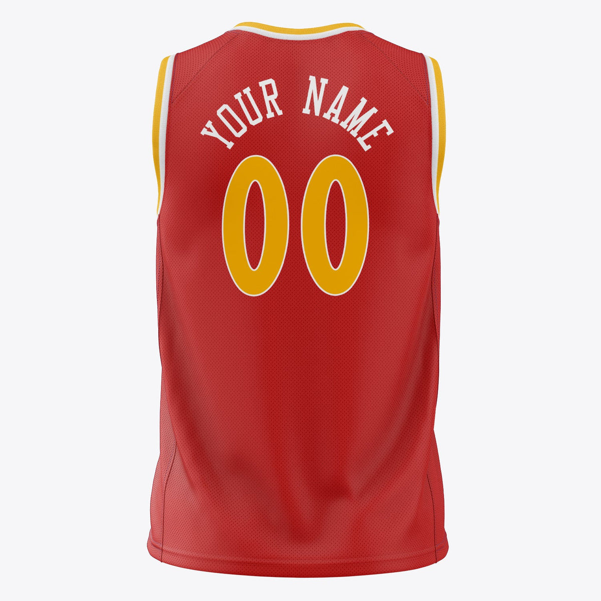 Custom Red Gold Solid Color Basketball Jersey