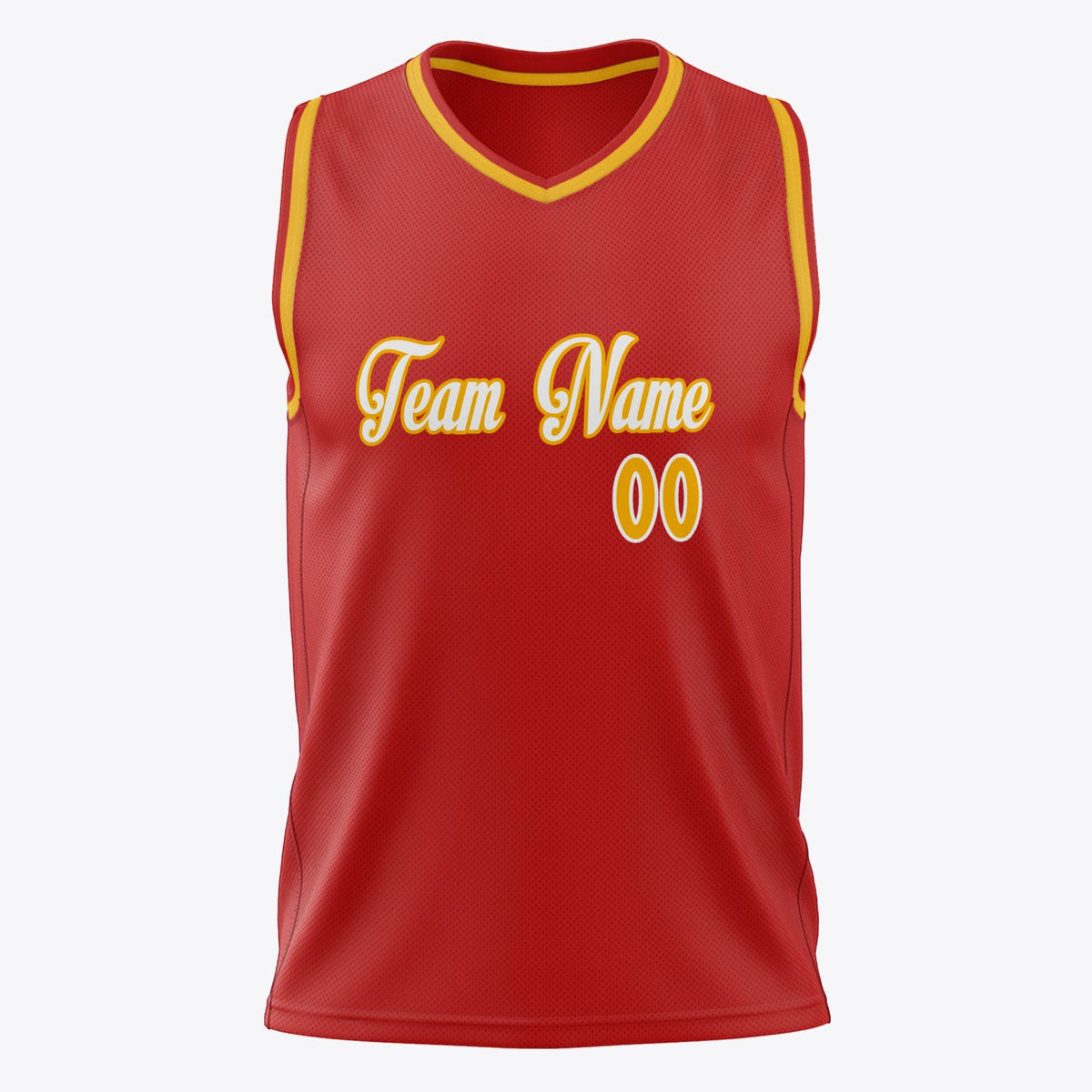 Custom Red Gold Solid Color Basketball Jersey