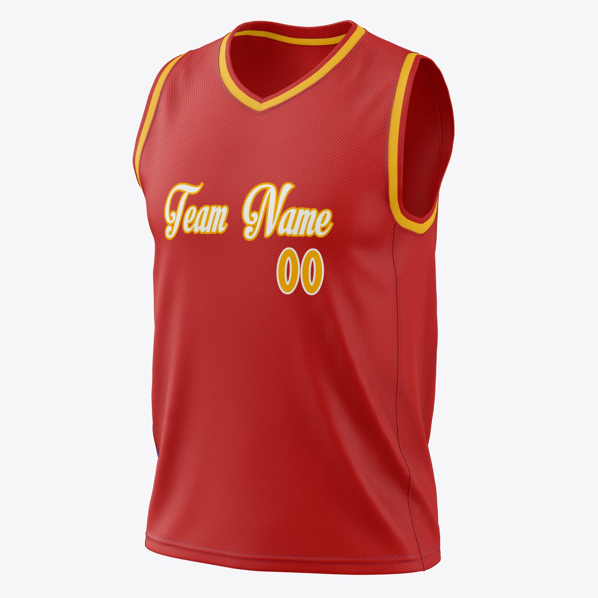 Custom Red Gold Solid Color Basketball Jersey