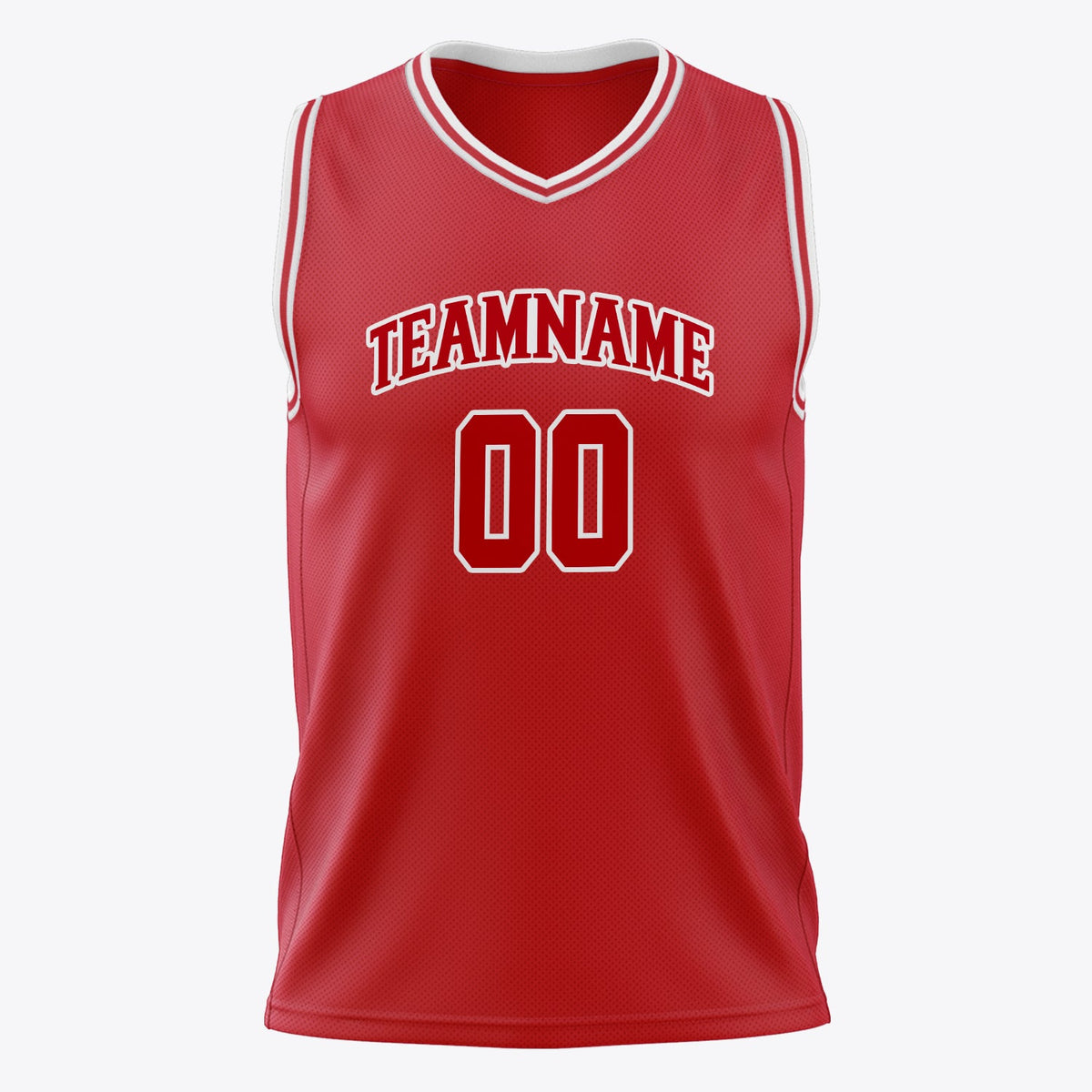 Custom Red White Solid Color Basketball Jersey