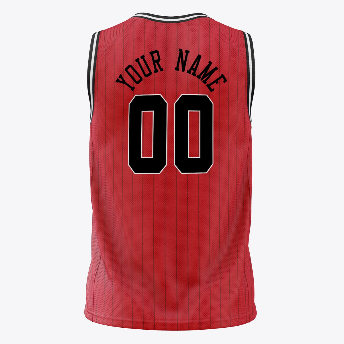 Custom Red Black Pinstripe Basketball Jersey