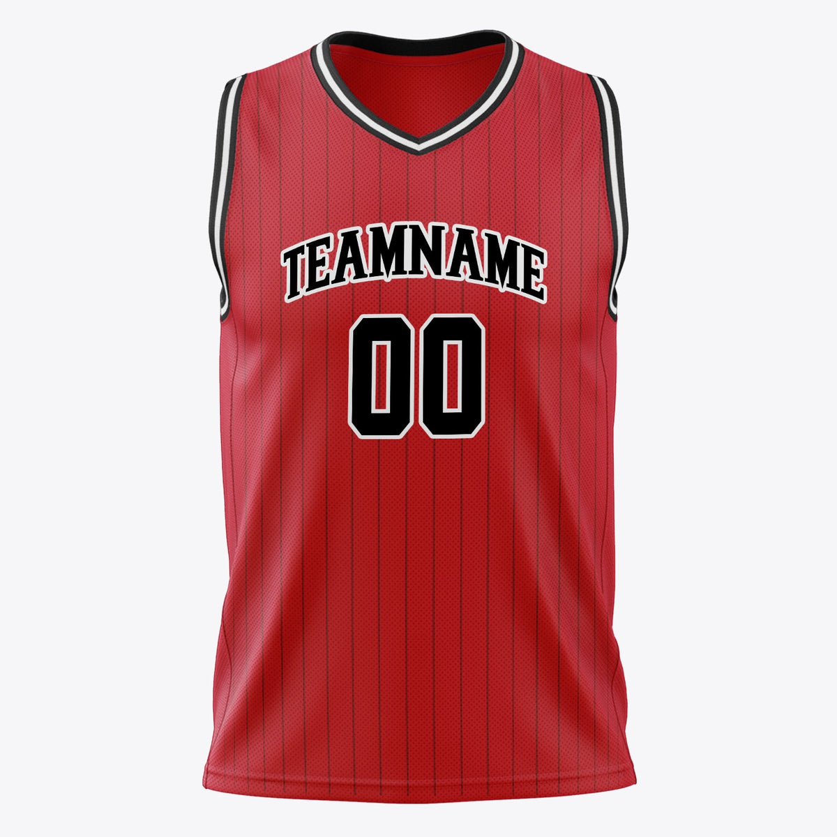 Custom Red Black Pinstripe Basketball Jersey