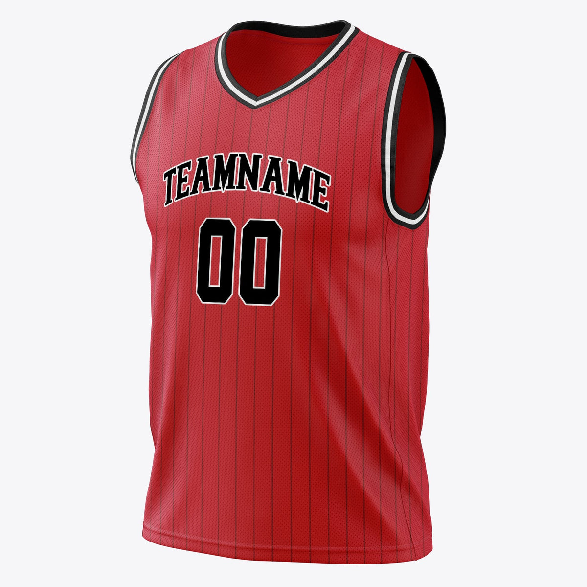 Custom Red Black Pinstripe Basketball Jersey