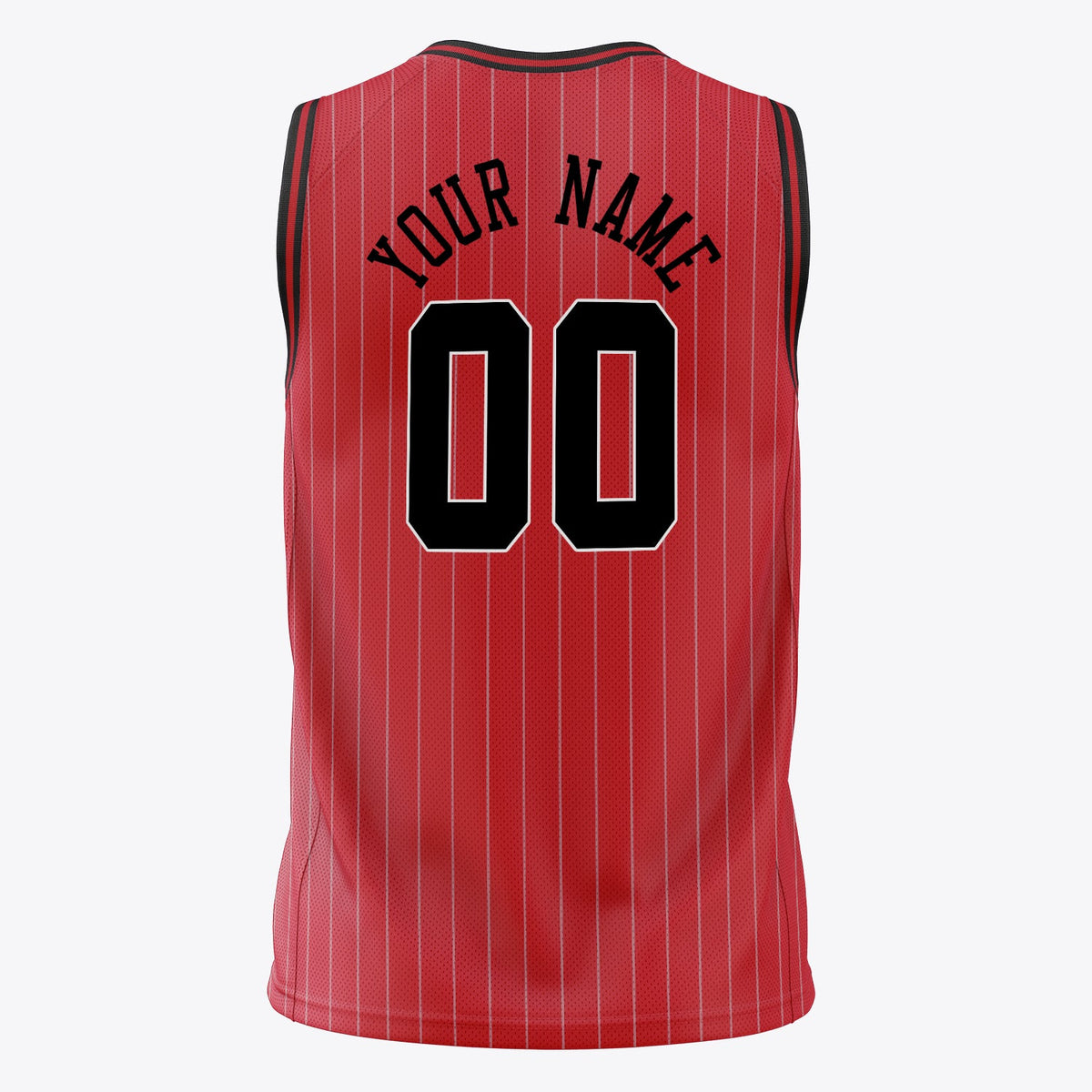 Custom Red Black Pinstripe Basketball Jersey